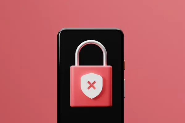 a mobile phone screen showing red lock