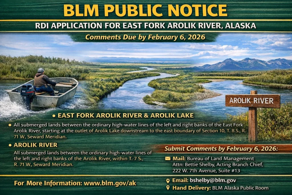 BLM notice for Arolik River application 1