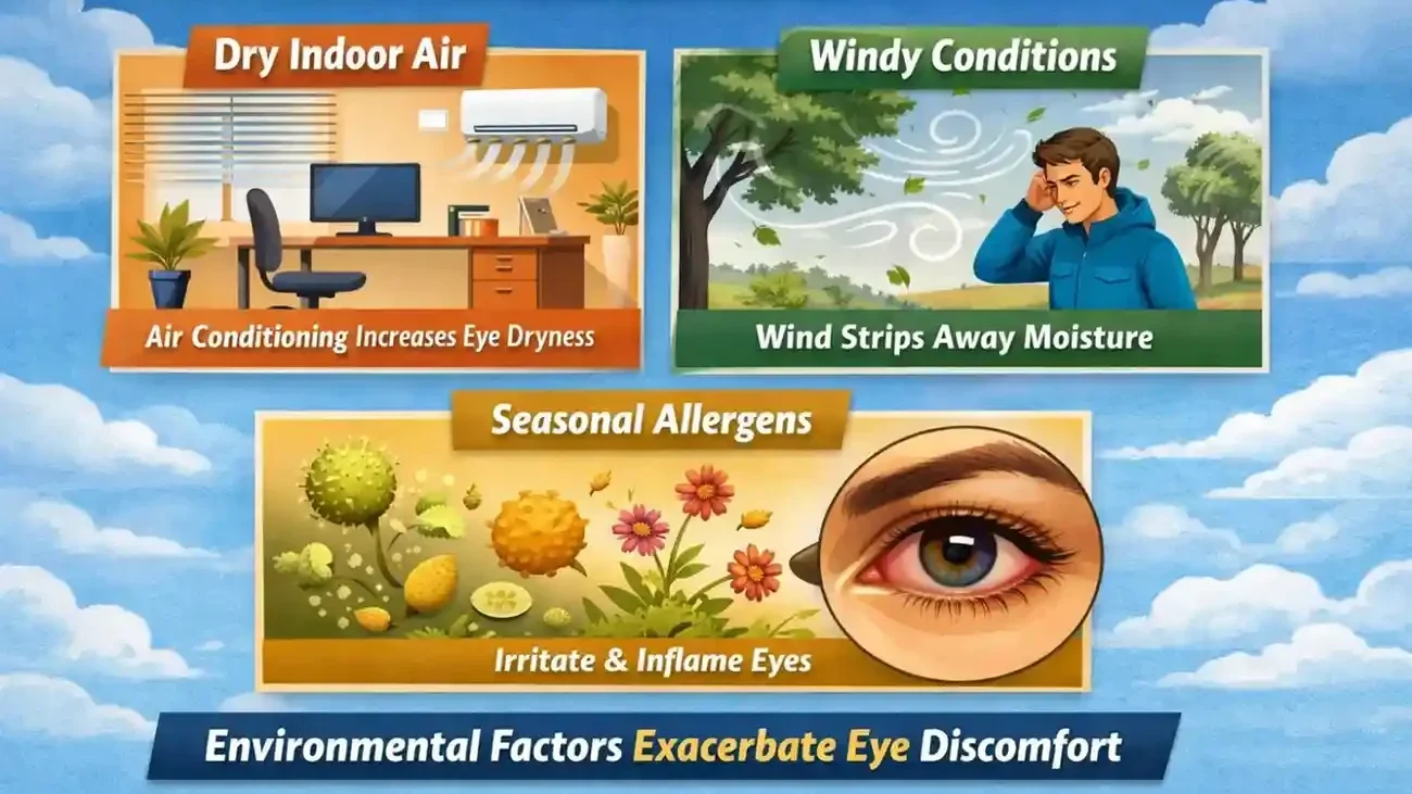Environmental factors affecting eye comfort