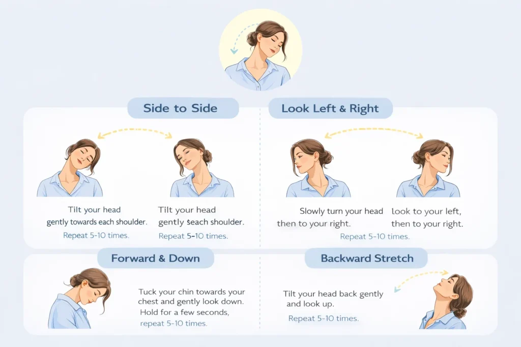 Gentle neck stretches for tension relief