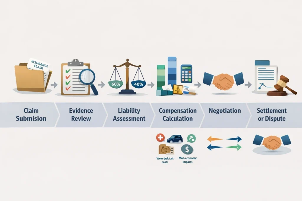 Insurance claim process infographic.