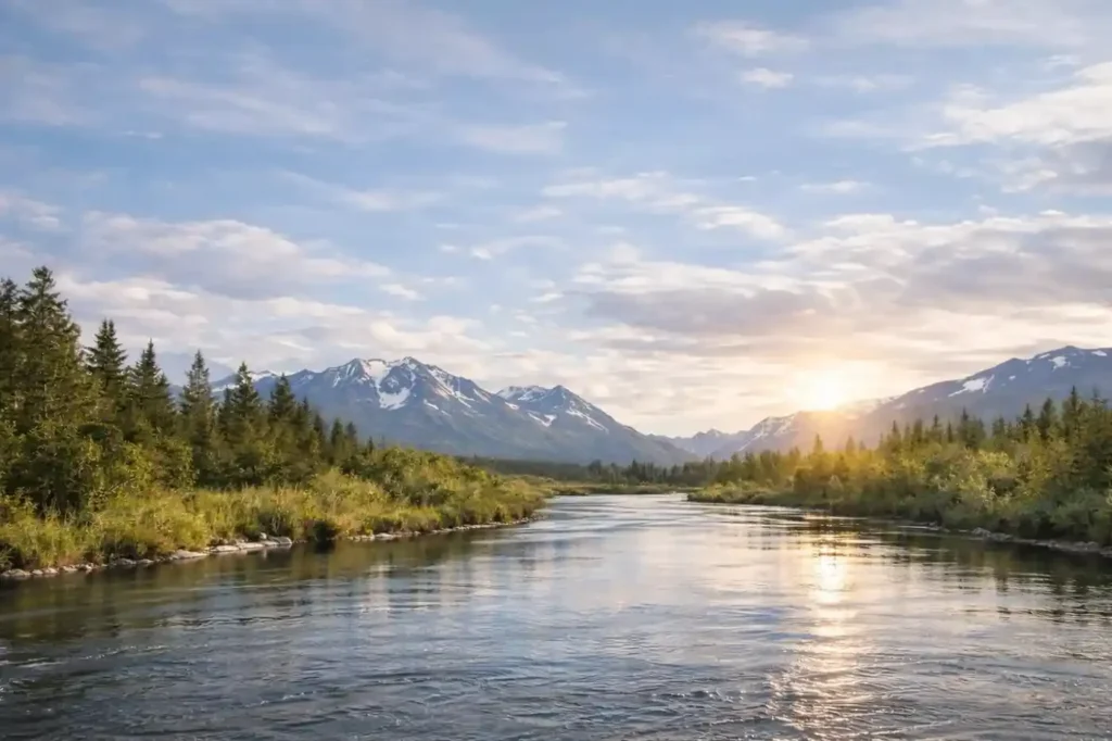 Serene-evening-at-the-Kwethluk-River