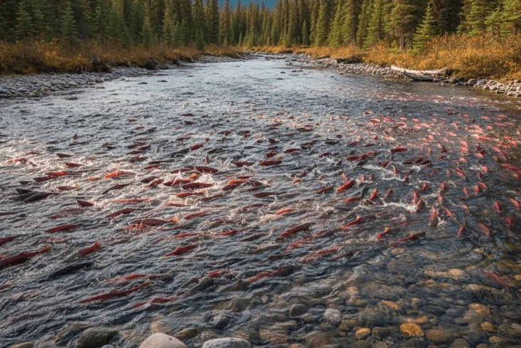 Shallow Creek in Alaska Salmon