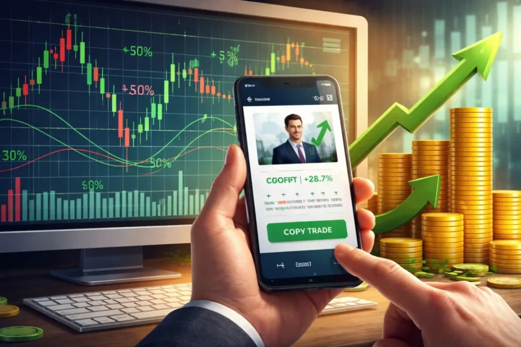 Is Copy Trading Profitable? Pros, Cons, and Real-World Results Smartphone and trading charts with profits