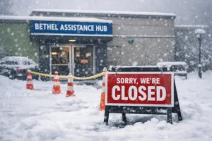 Snowstorm at Bethel Assistance Hub