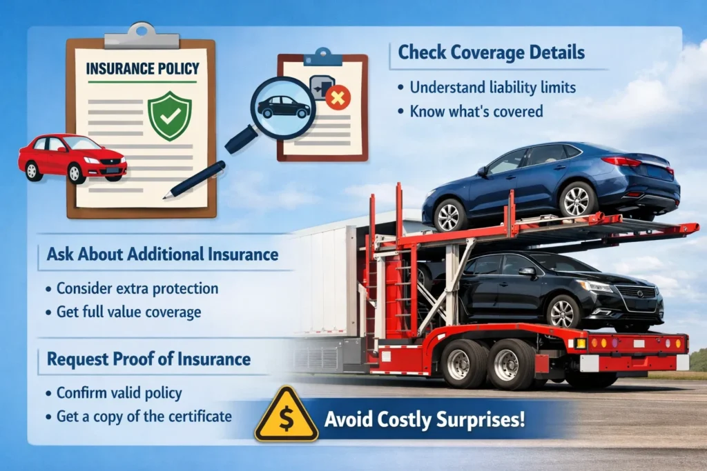 Verify insurance coverage before shipping car