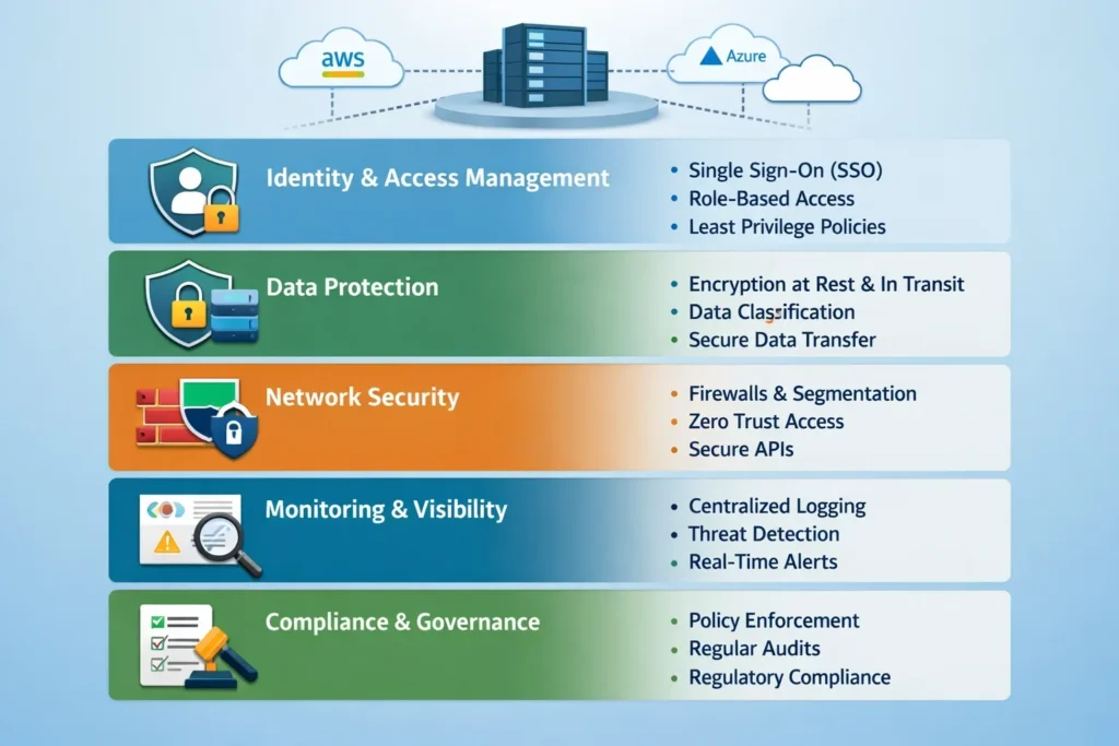 The Future of Multi-Cloud Strategies for Enterprise IT Multi-cloud security layers infographic