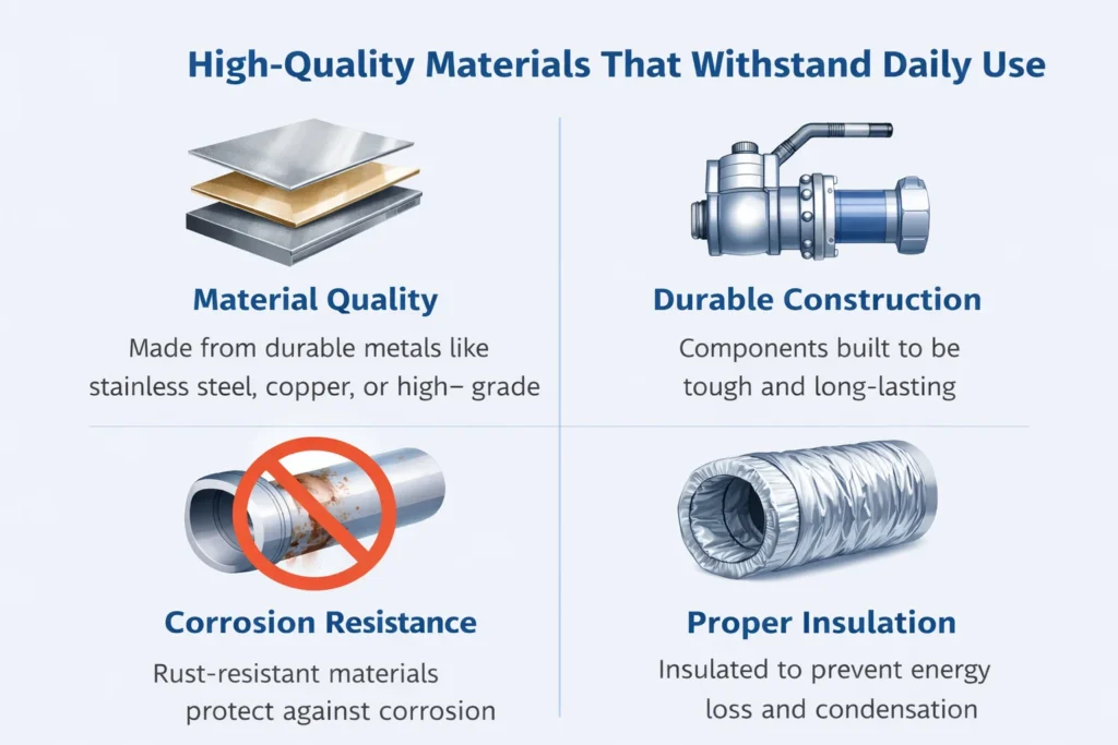 HVAC material quality and durability infographic