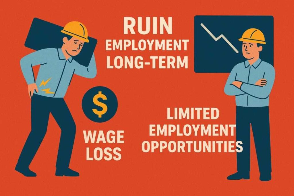 Workplace injury consequences infographic