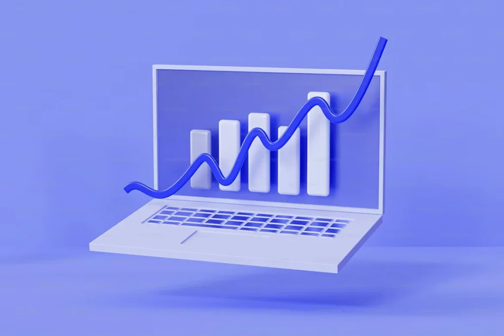 a laptop with a graph