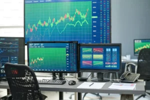 trading agent workspace with desktop computers