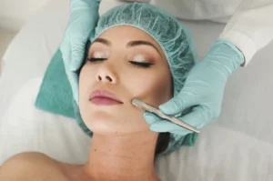 woman receiving facial skincare