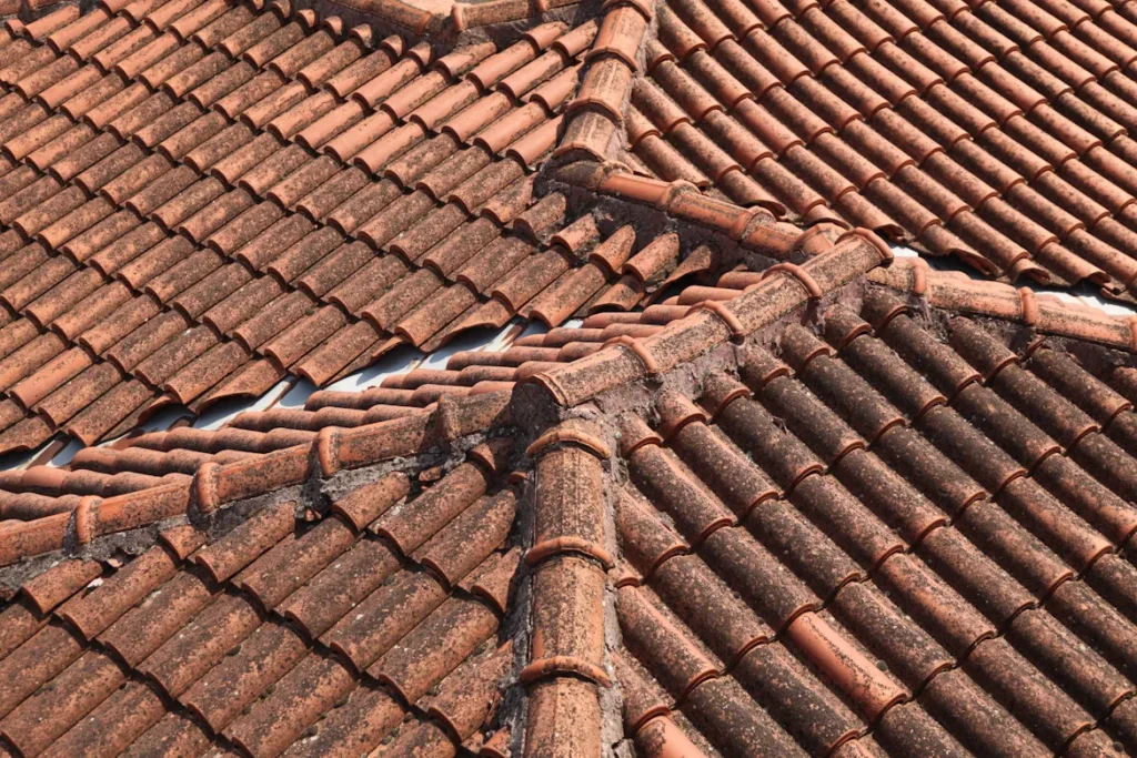 a close up of a roof