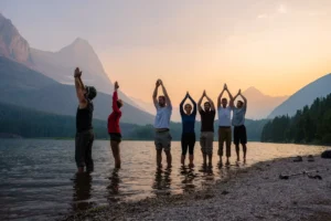 people standing on seashore